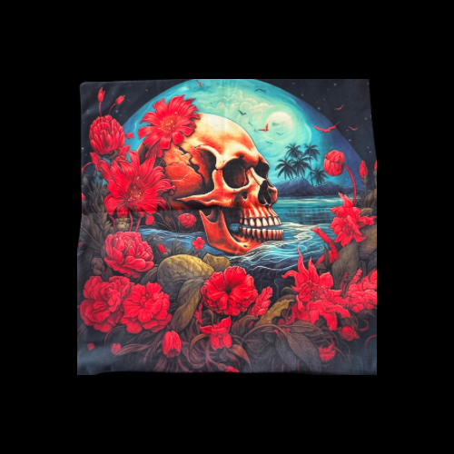 Gothic Skull with Roses & Botanical Floral Cushion Cover