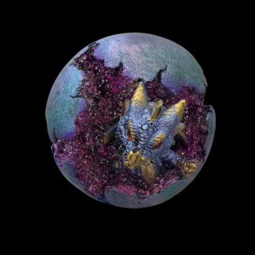 LED Dragon Hatchling in Crystal Geode Egg