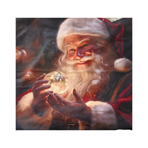 Santa Holding Christmas Bauble Cushion Cover