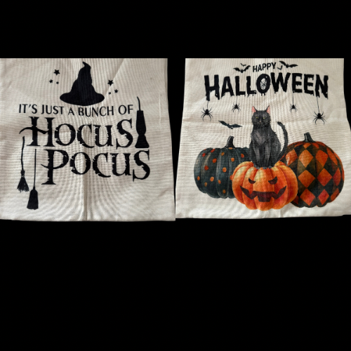Black Cat & Pumpkins Halloween Cushion Cover | Happy Halloween Throw Pillow Cover