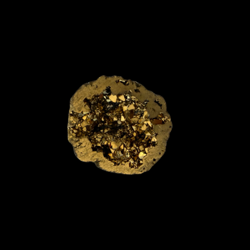 Natural Yellow Agate Geode with Golden Druzy Crystals