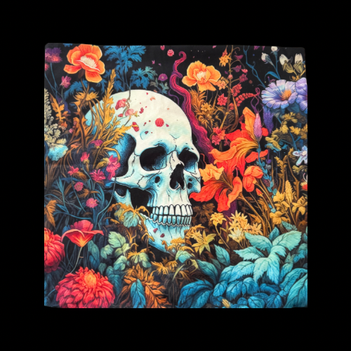 Midnight Bloom Skull Cushion Cover