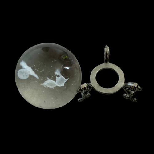 Ocean Life Crystal Glass Orb with Stand 3D Laser Engraved Sea Creatures Ornament
