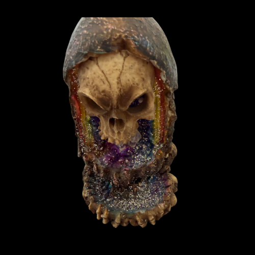 Fantasy Gifts Geode Skull Backflow Incense Burner with LED
