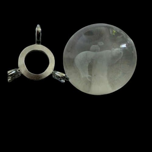 3D Polar Bear & Cub Crystal Glass Orb with Display Stand