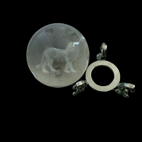 Lion 3D Crystal Glass Orb with Display Stand Laser Engraved Wildlife Ornament