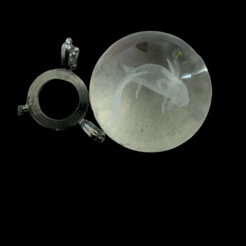 Axolotl Crystal Glass Orb with Display Stand