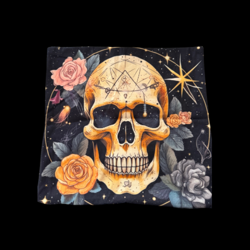 Gothic Skull & Roses Cushion Cover