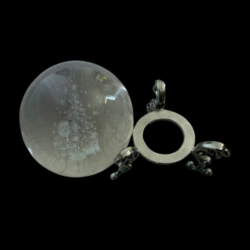 Christmas Crystal Glass Orb with Display Stand 3D Laser Engraved Festive Scene Ornament