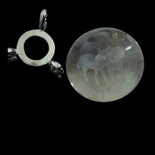 Wolf Etched Glass Orb Paperweight with Stand 3D Laser Engraved Crystal Style Ornament