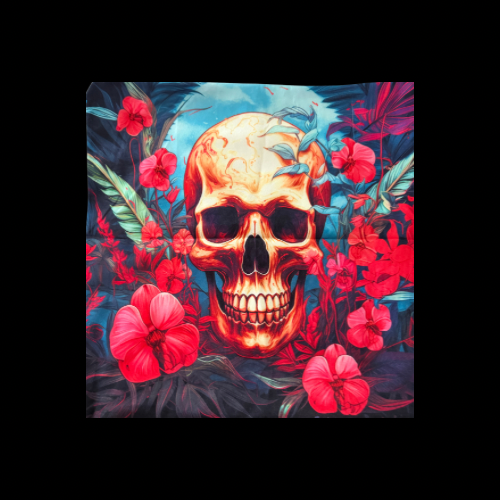 Gothic Skull with Roses & Botanical Floral Cushion Cover